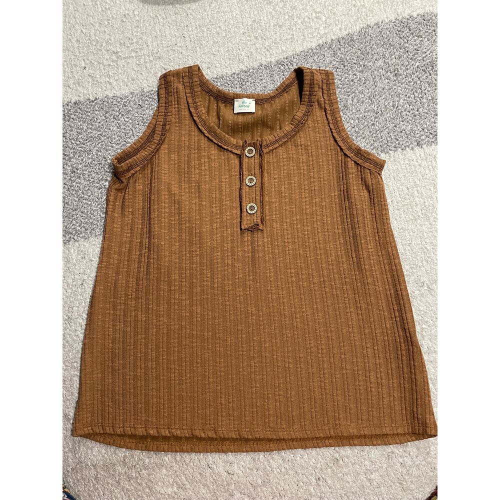 Blue Buttercup Sleeveless Ribbed Top Womens Small USA Made Orange/Brown KT8367